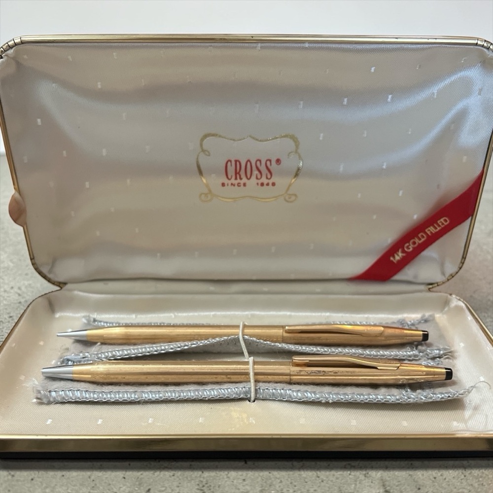 Cross 14K Gold Filled Pen‎ & Pencil Set Classic Century in Case Vintage USA